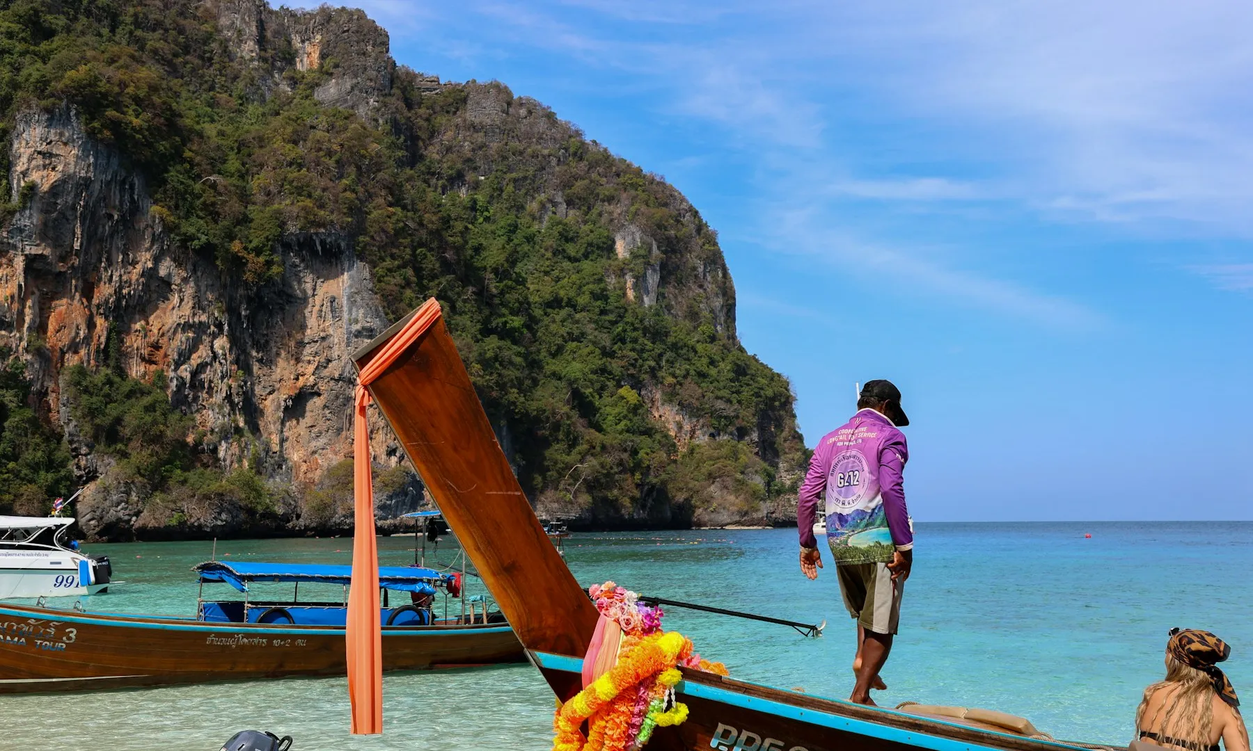 Stepping off the boat onto an island beach